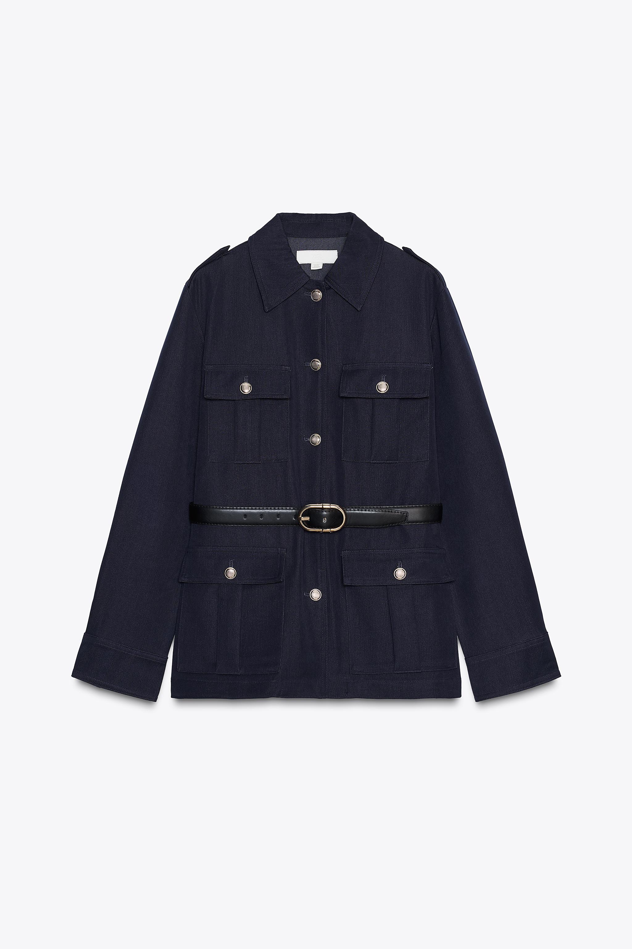 VESTE CEINTURE POCHES PLAQUÉES